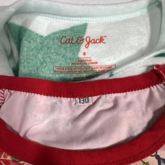 Girls Clothes Size 7/8 Christmas Pajama Set & Green Star Pjs Top Casual Colorful - Picture 9 of 9